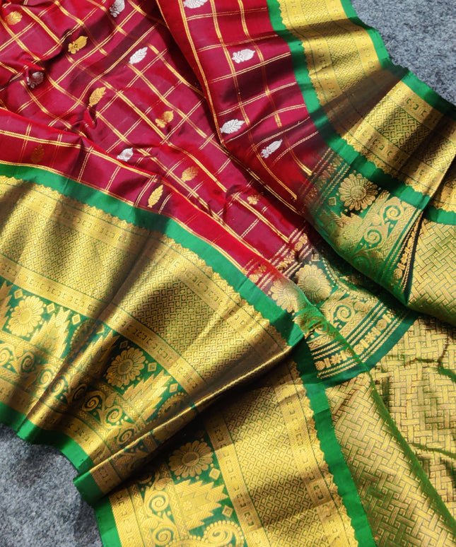 Gadwal Puresilk check sarees - GPS52