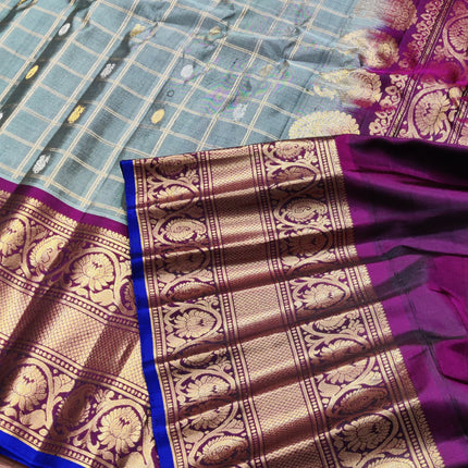 Gadwal Puresilk check sarees - GPS54