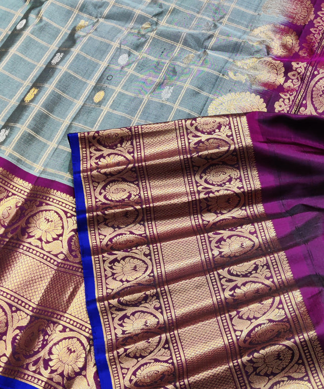 Gadwal Puresilk check sarees - GPS54