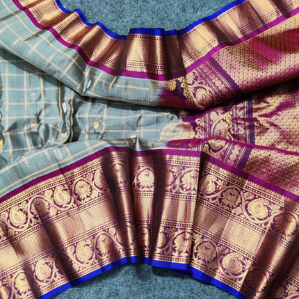 Gadwal Puresilk check sarees - GPS54