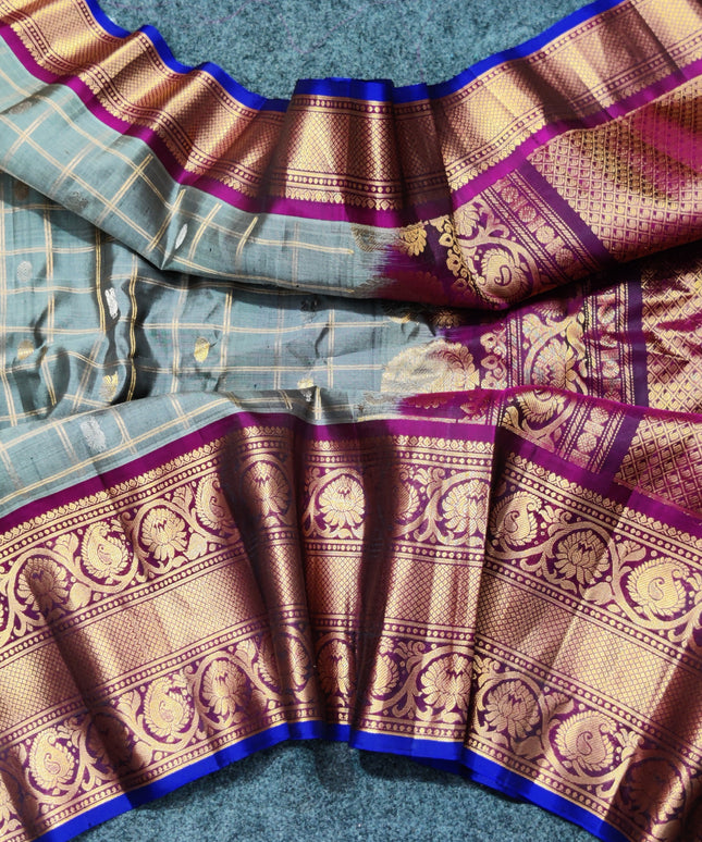 Gadwal Puresilk check sarees - GPS54