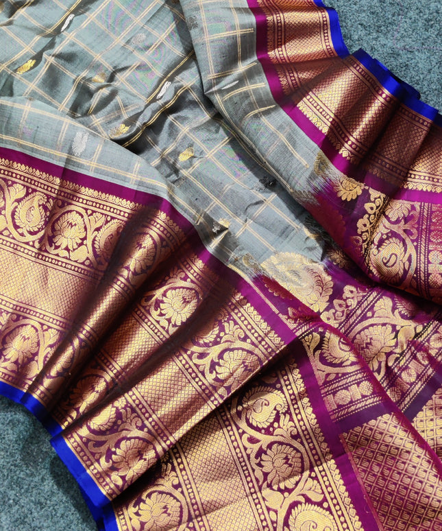 Gadwal Puresilk check sarees - GPS54