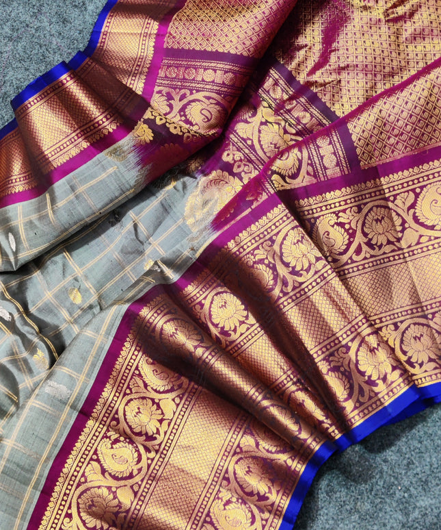 Gadwal Puresilk check sarees - GPS54