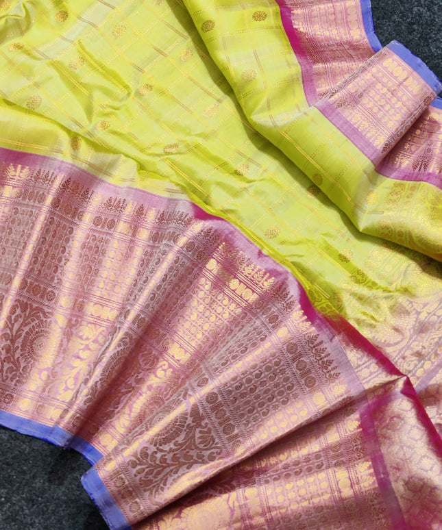 Gadwal Puresilk check sarees - GPS58