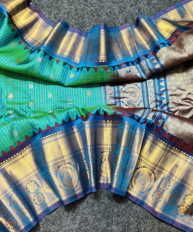 Gadwal Puresilk check sarees - GPS60