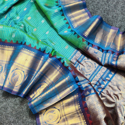 Gadwal Puresilk check sarees - GPS60