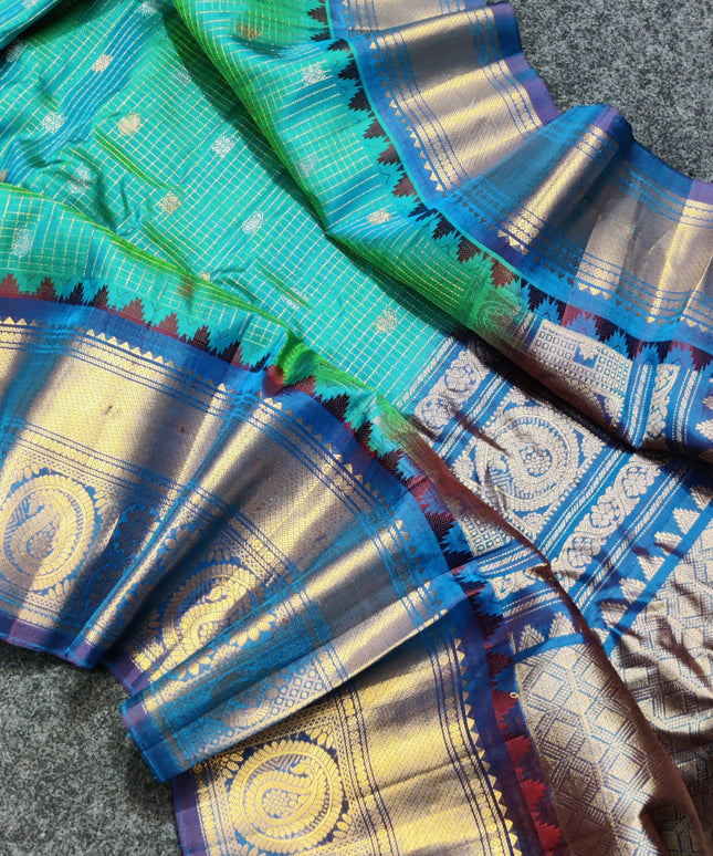 Gadwal Puresilk check sarees - GPS60