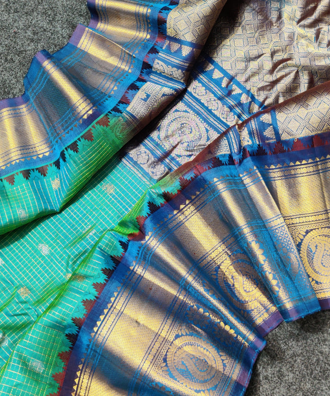 Gadwal Puresilk check sarees - GPS60